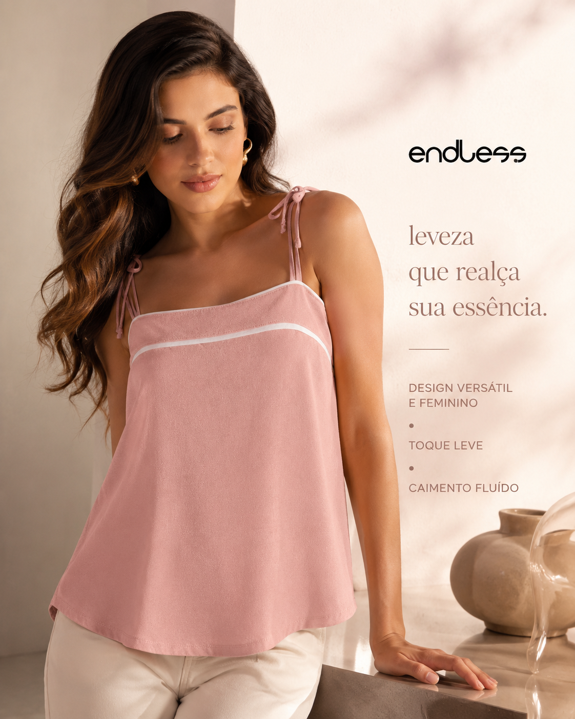 Blusa Feminina De Alça Em Viscose Lisa Endless E16098