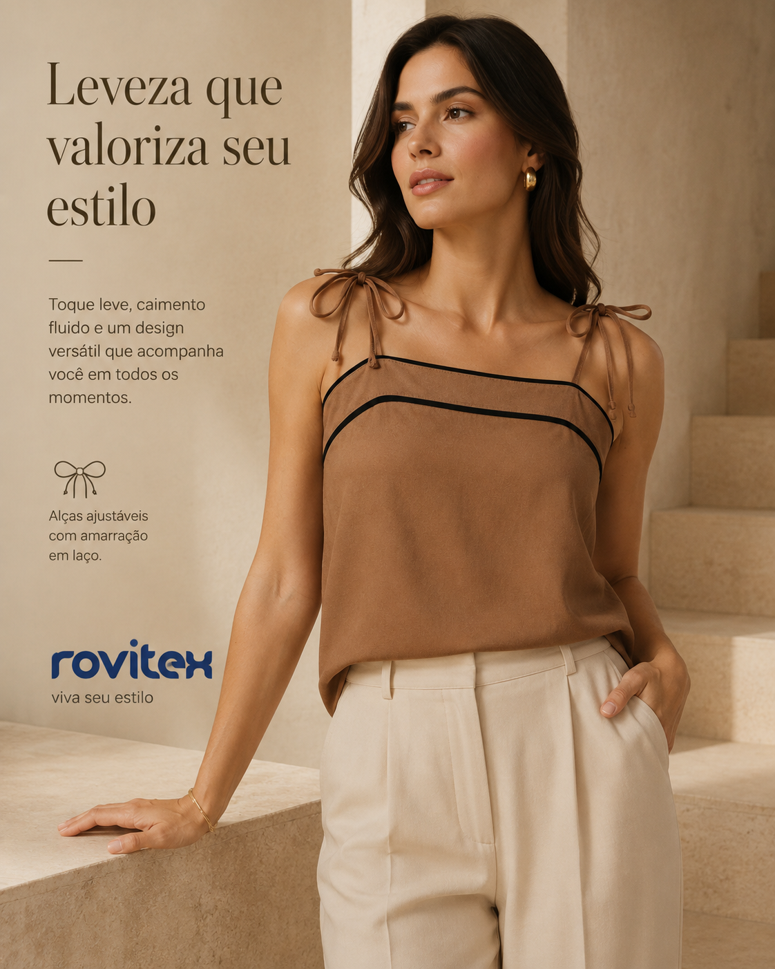 Blusa Feminina De Alça Em Viscose Lisa Endless E16098