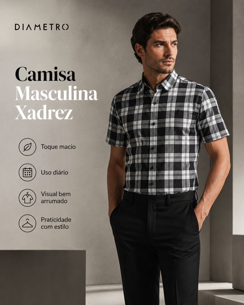 Camisa Masculina Xadrez Diametro
D00647
