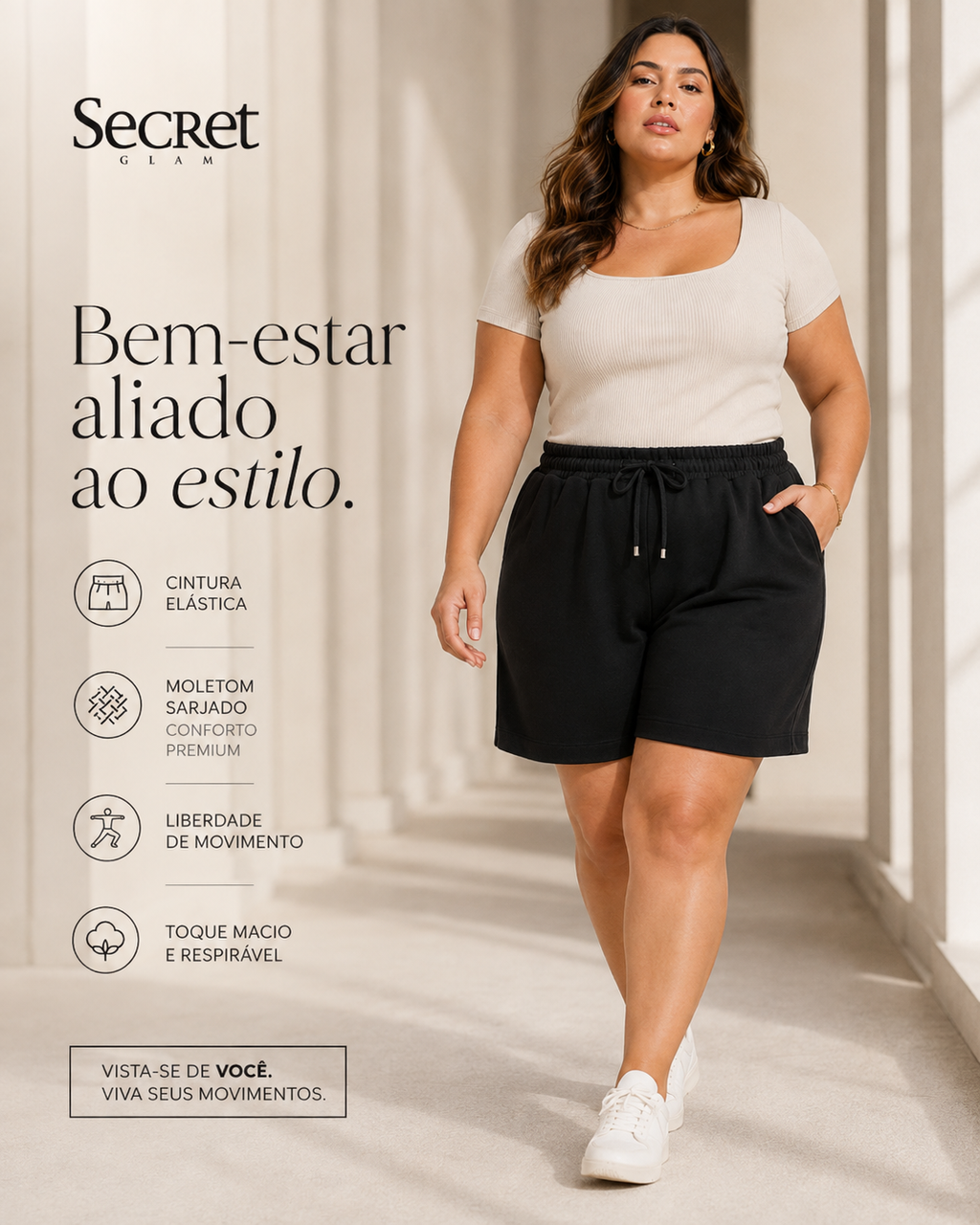 Bermuda Feminina Moletom Sarjado Secret Glam S02117