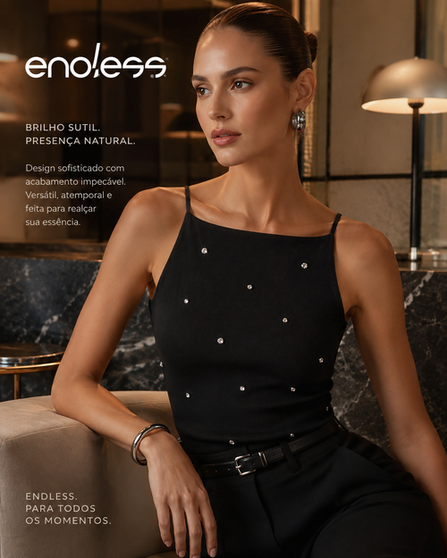 Blusa Feminina De Alça Com Rebites Ribana Endless E16118