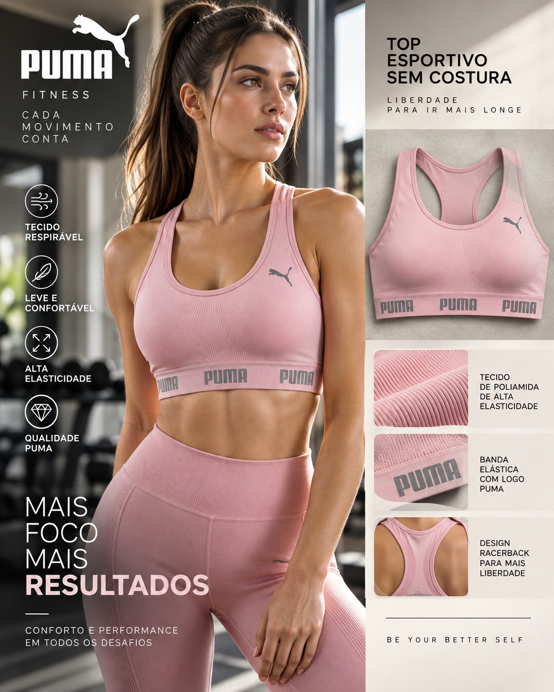 Top puma sem costura