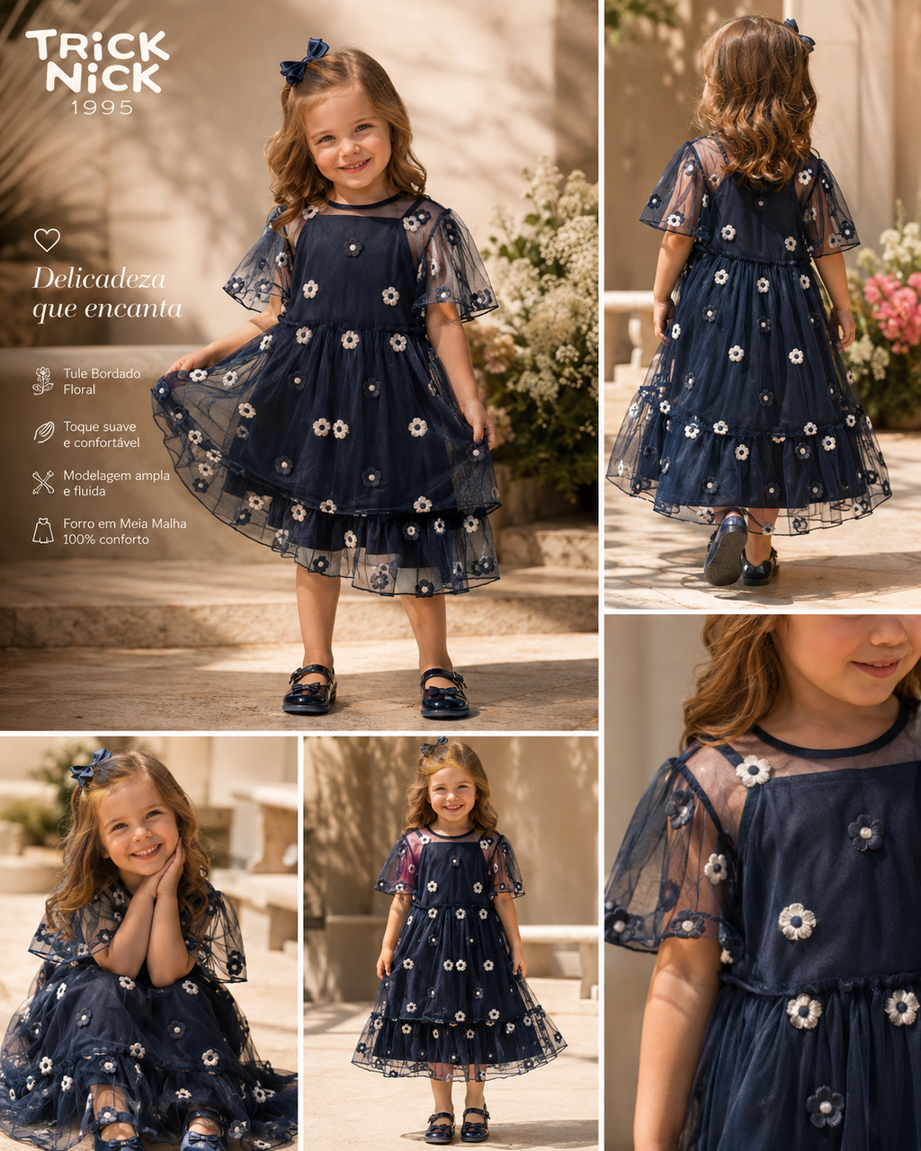 Vestido Infantil Com Sobreposição Trick Nick 1171412