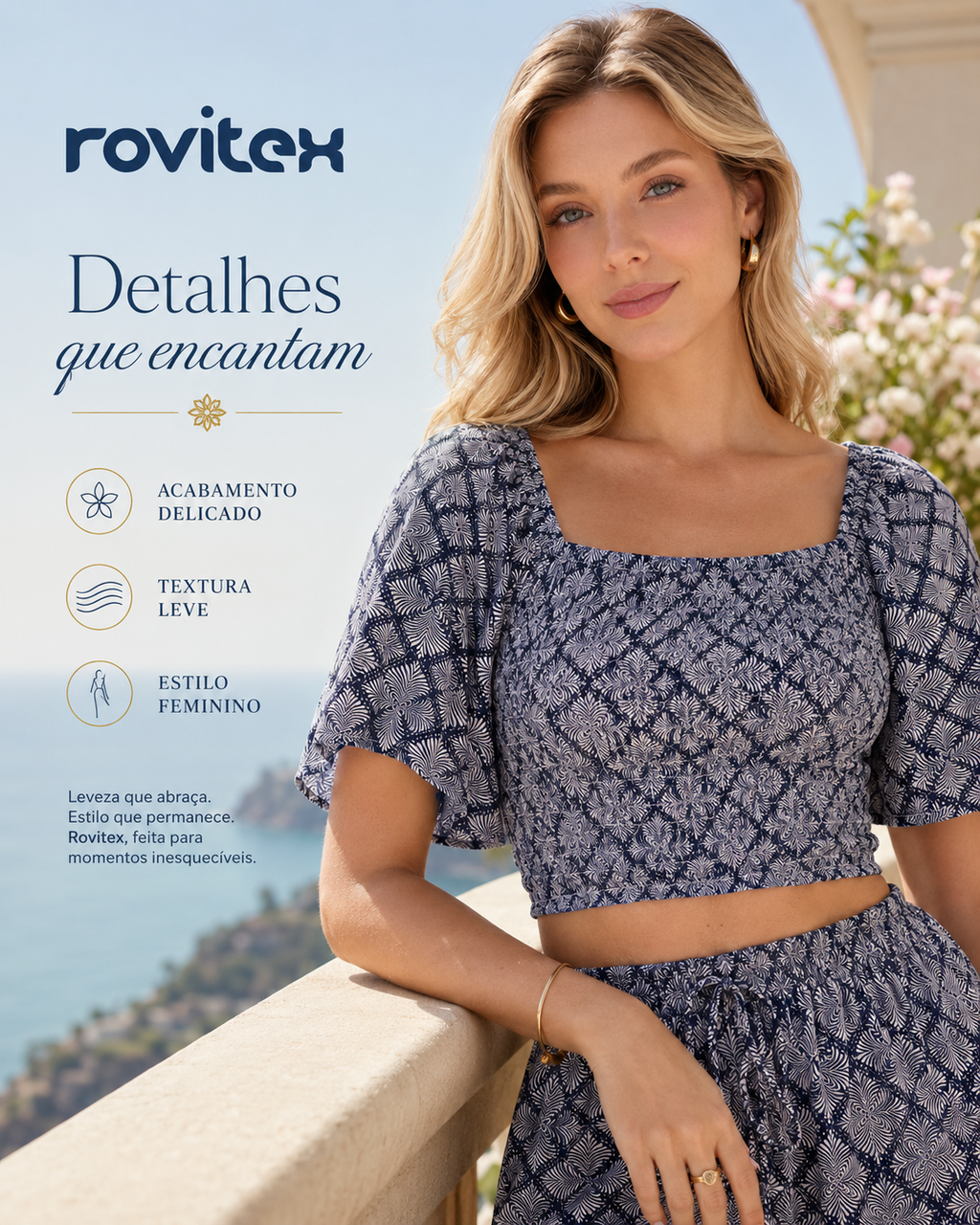 Blusa Feminina Viscotorcion Estampada Rovitex