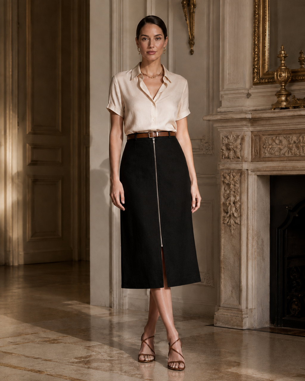 Saia midi lino