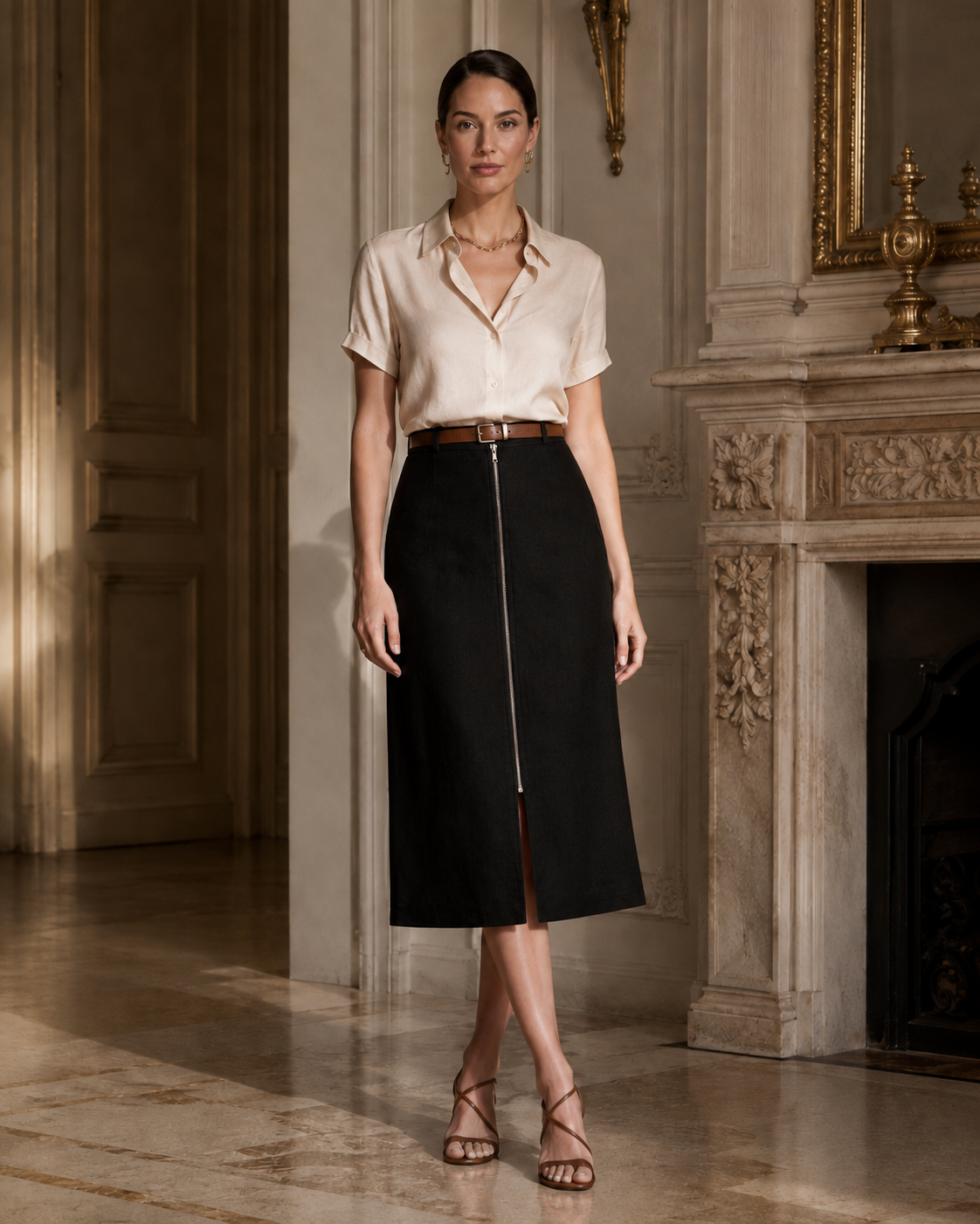 Saia midi lino