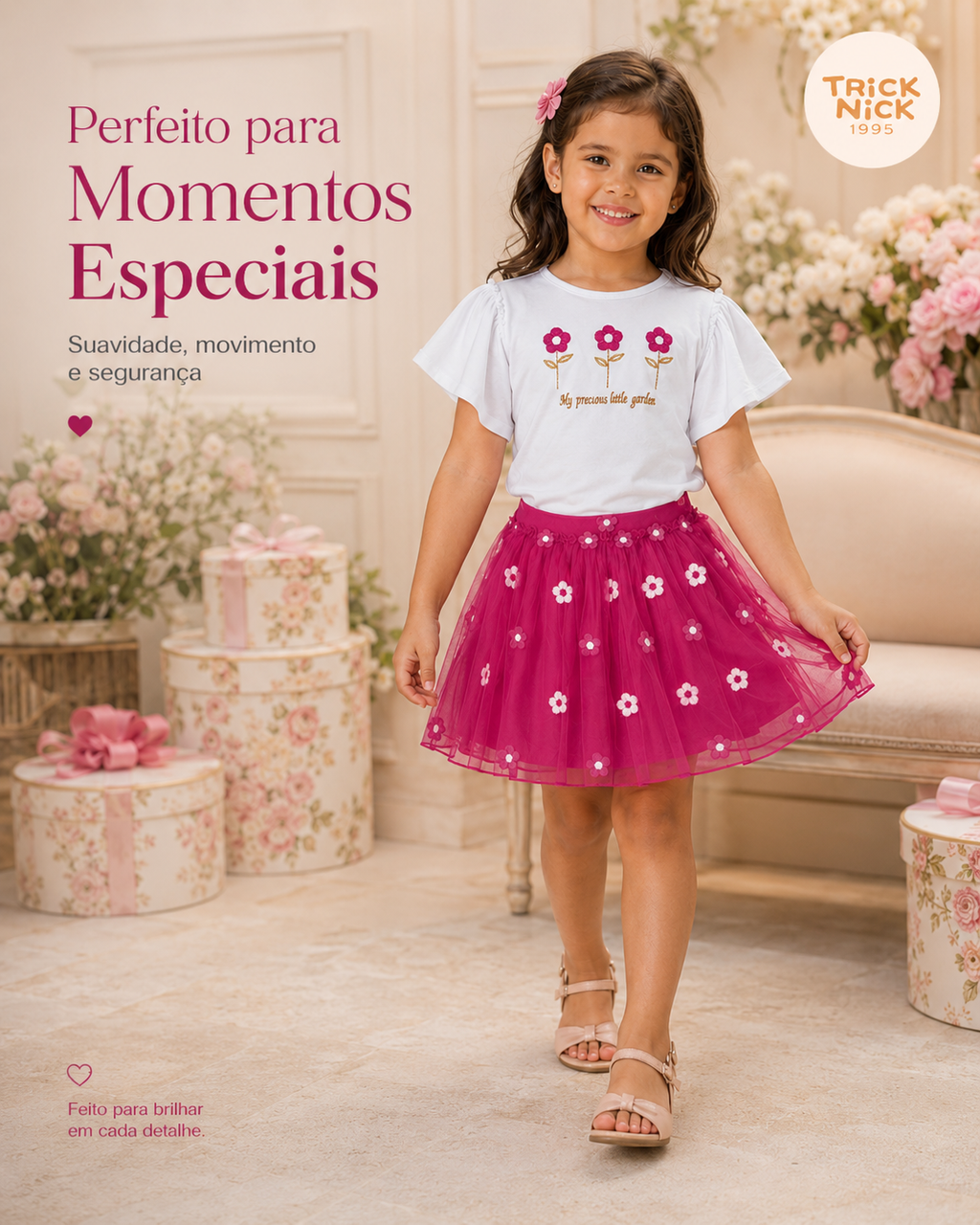 Conjunto Infantil Blusa Com Saia Trick Nick 1171422