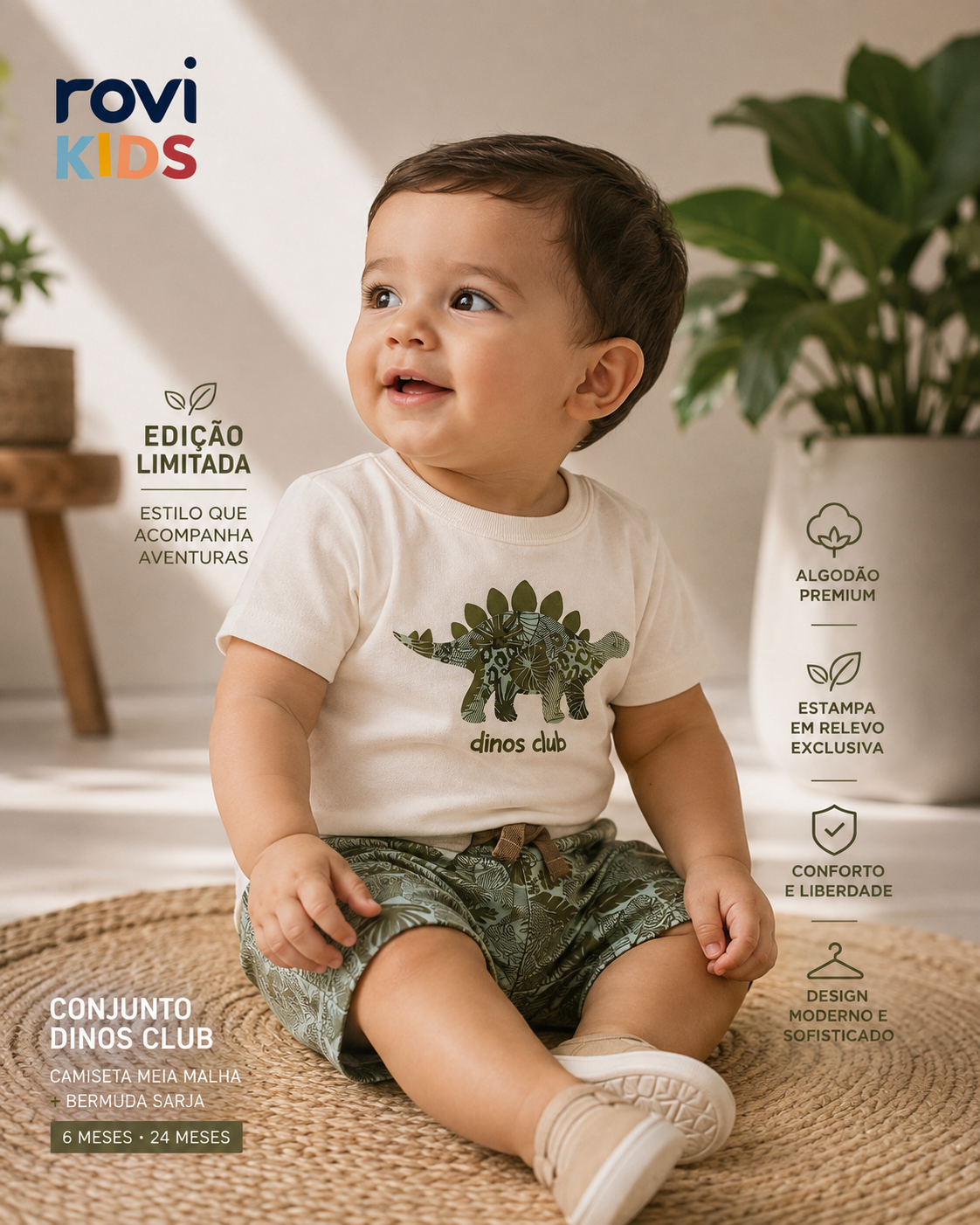 Conjunto Camiseta Com Bermuda Infantil Rovi Kids 3029530