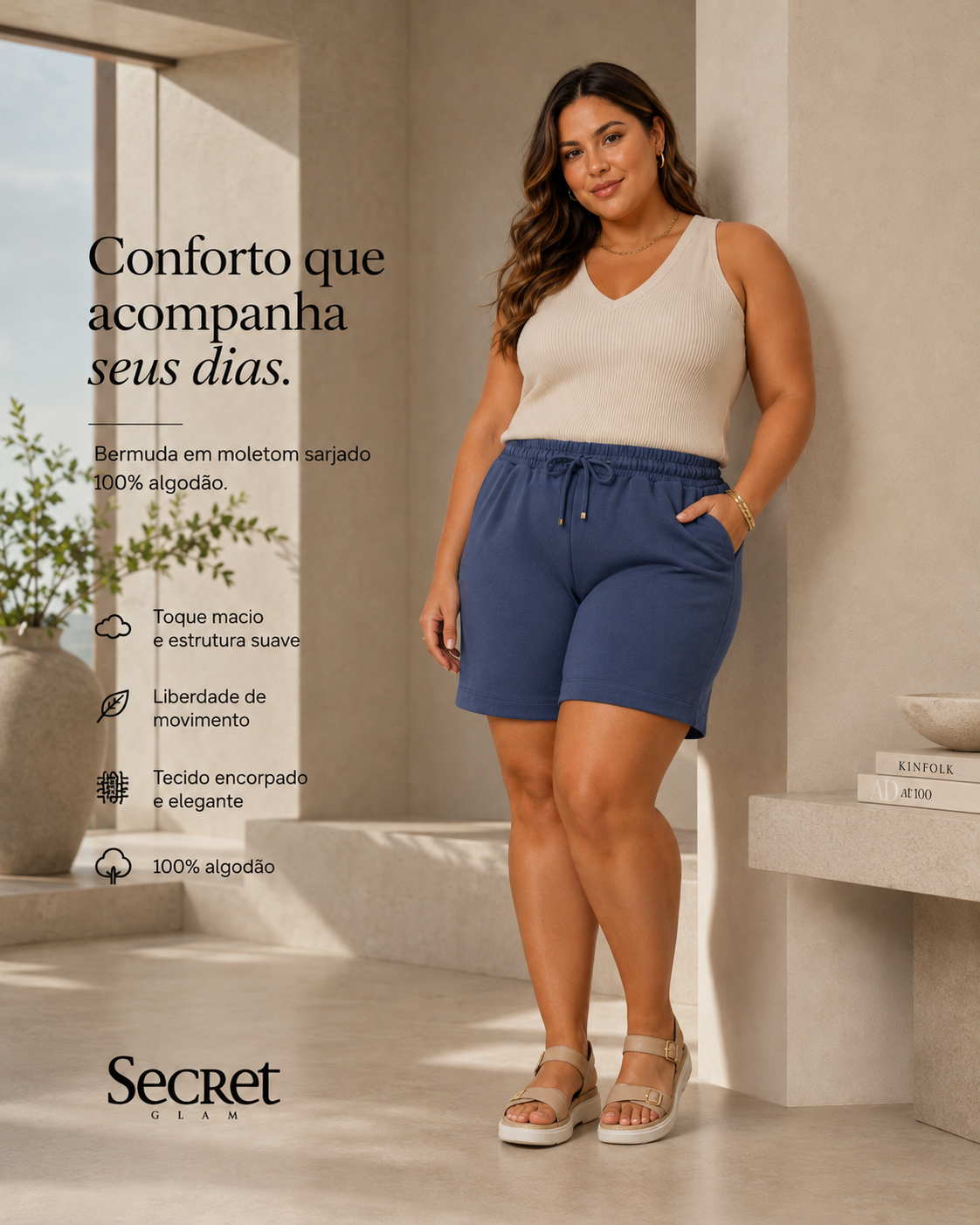 Bermuda Feminina Moletom Sarjado Secret Glam S02117