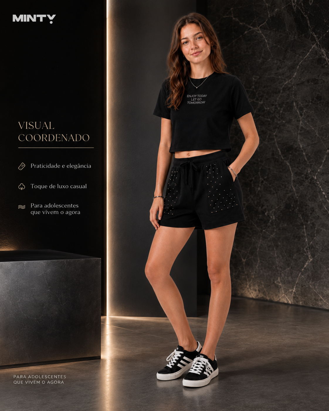 Conjunto Feminino T-Shirt Box Com Shorts Minty M00553