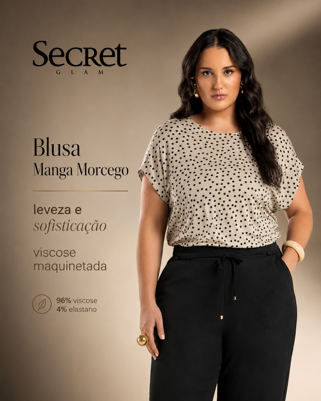 Blusa Feminina Manga Morcego Secret Glam S02130
