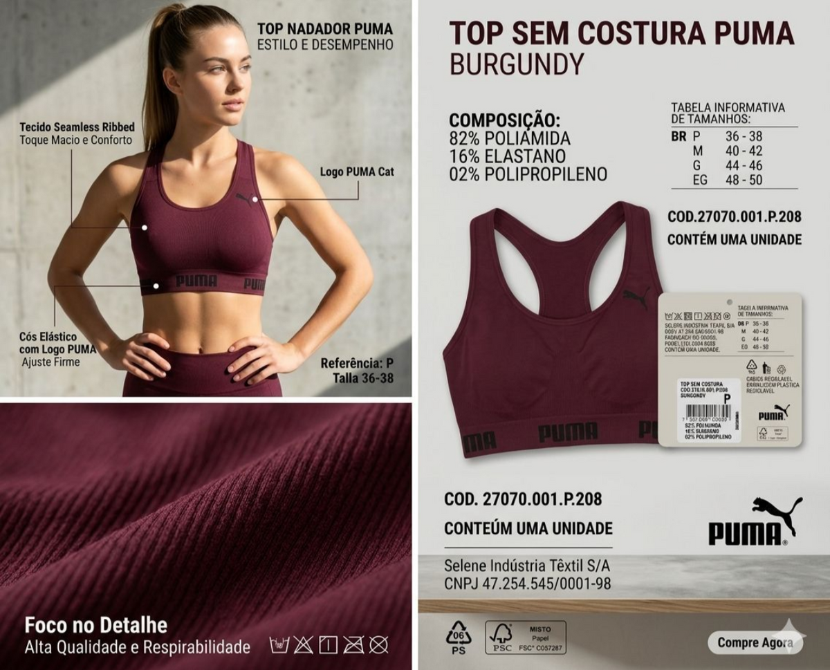 Top puma sem costura