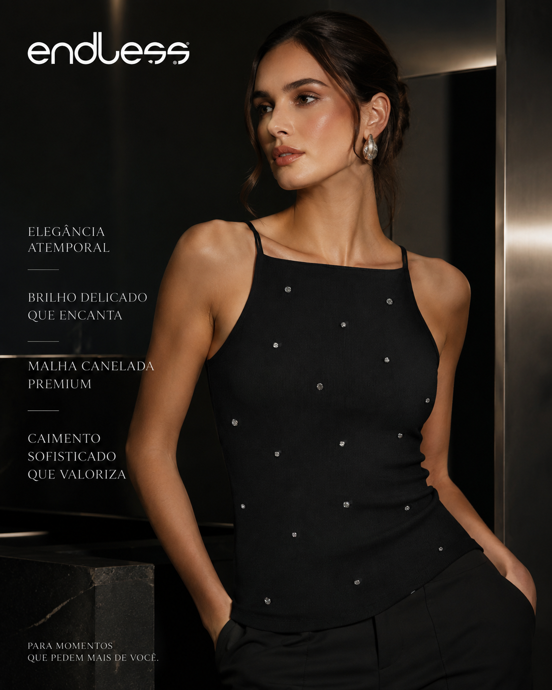 Blusa Feminina De Alça Com Rebites Ribana Endless E16118