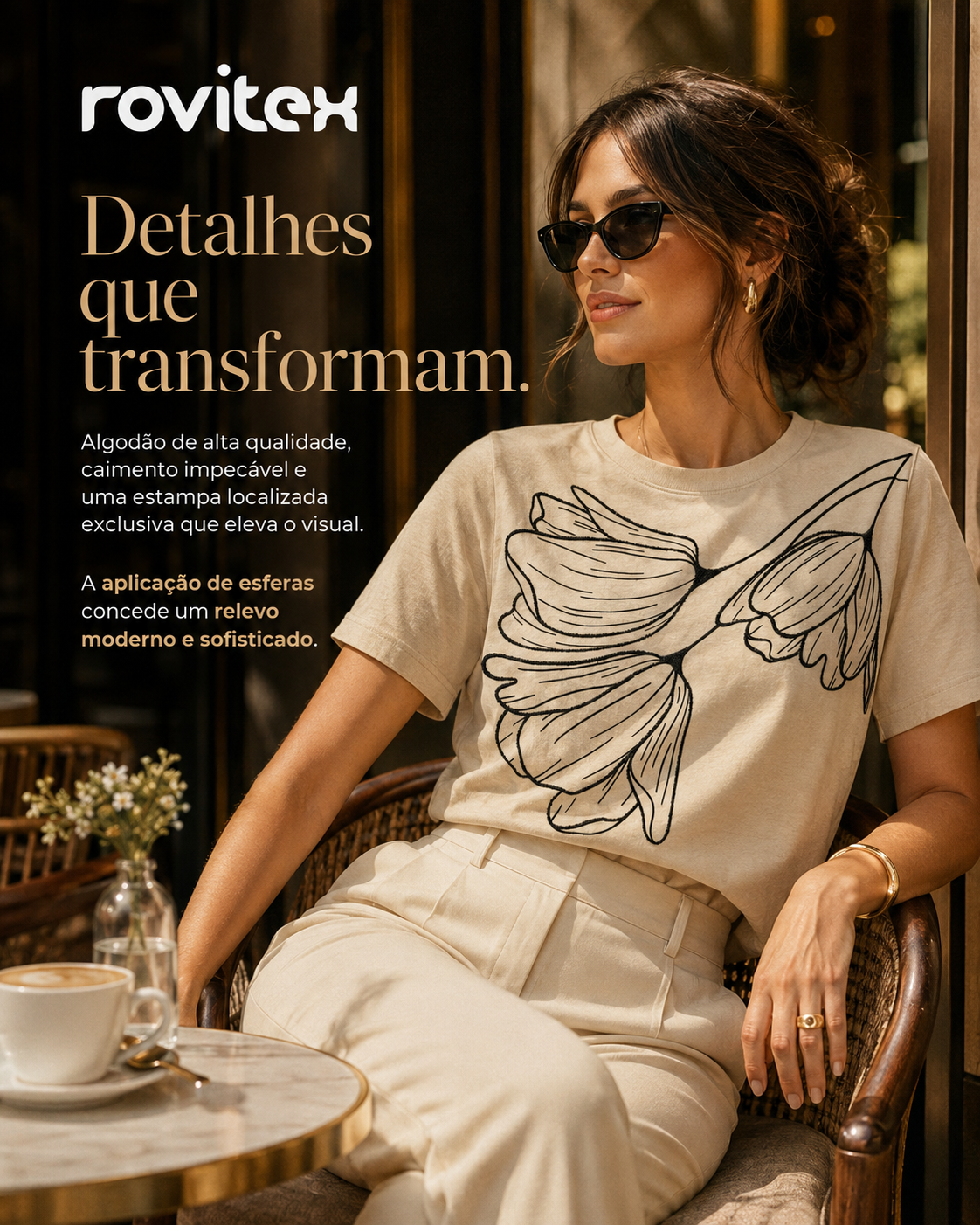 Camiseta Feminina Meia Malha Com Estampa Rovitex 6177635