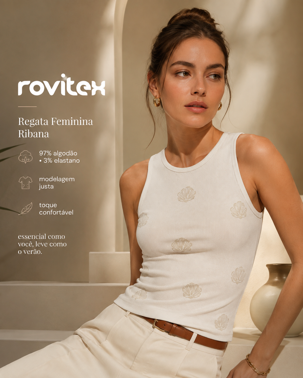 Regata Feminina Ribana Com Estampa Rovitex 6177005