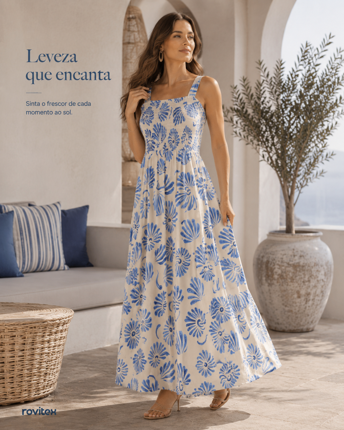 Vestido Midi Feminino Meia Malha Estampado Rovitex 6177025