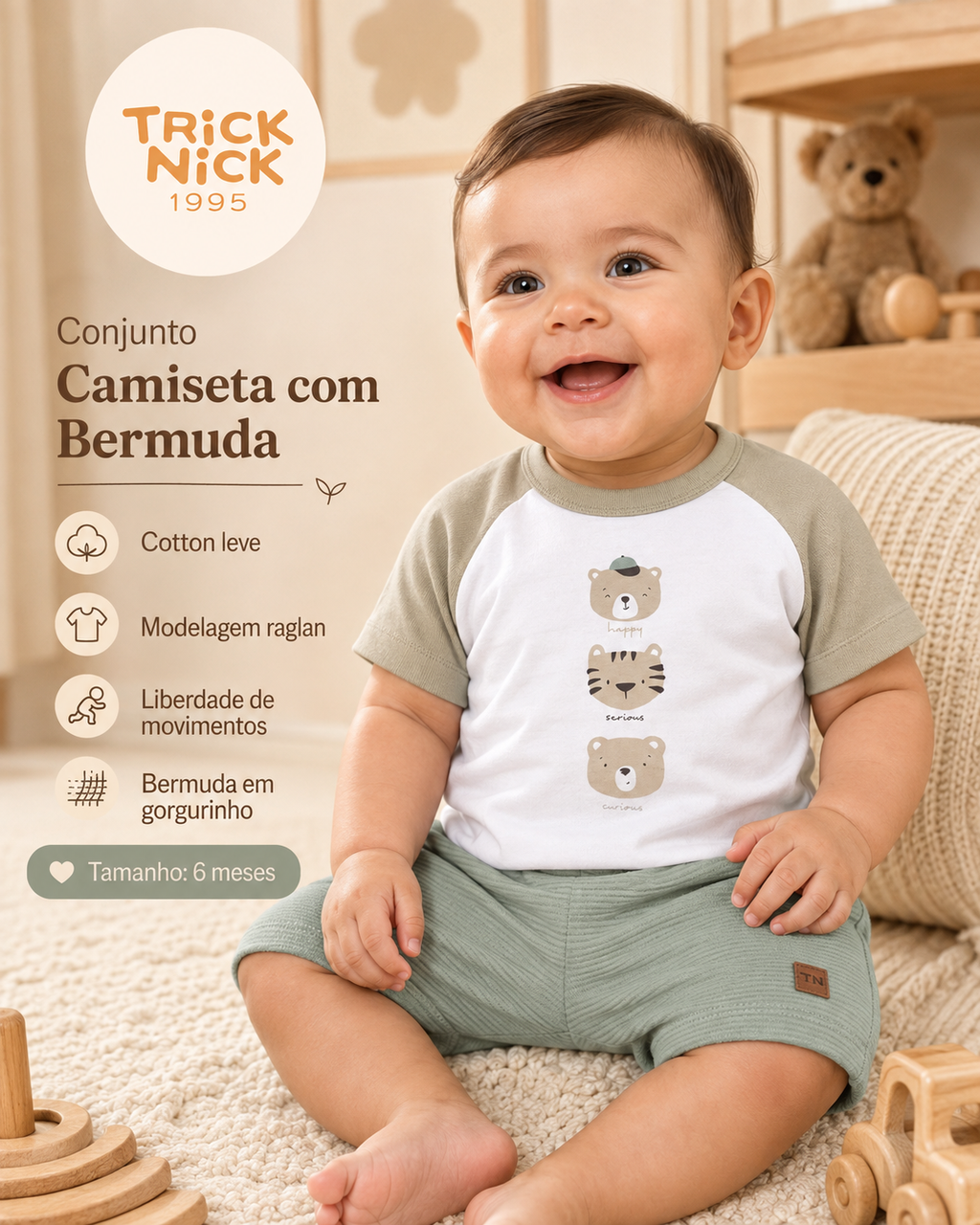Conjunto Infantil Camiseta Com Bermuda Trick Nick 1027380