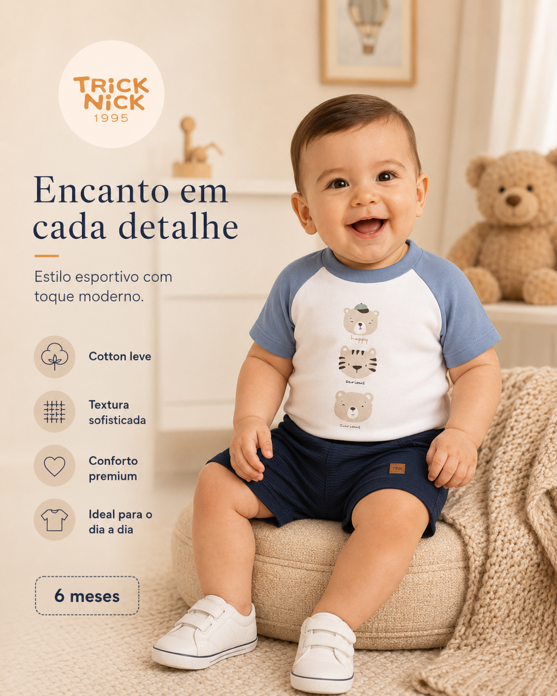 Conjunto Infantil Camiseta Com Bermuda Trick Nick 1027380