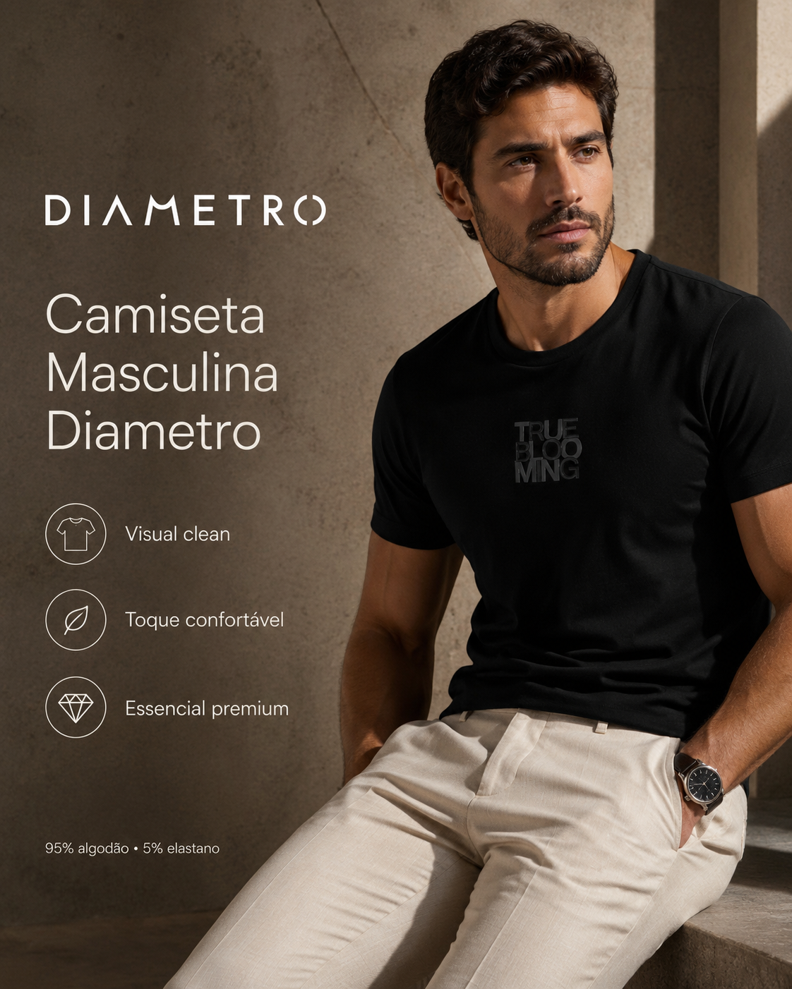 Camiseta Masculina Meia Malha Com Estampa Diametro D010905