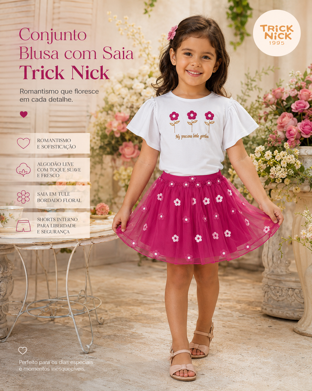 Conjunto Infantil Blusa Com Saia Trick Nick 1171422
