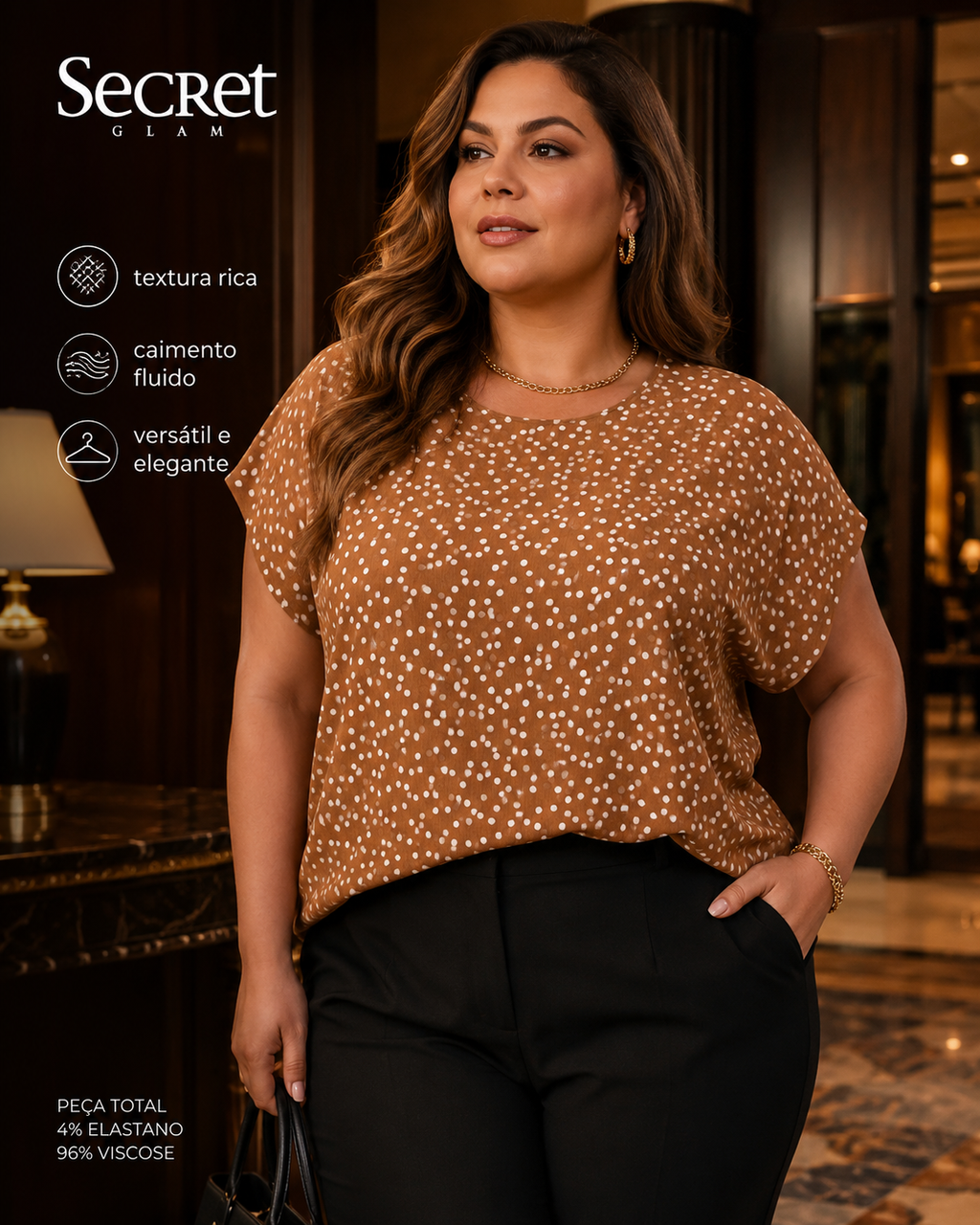 Blusa Feminina Manga Morcego Secret Glam S02130