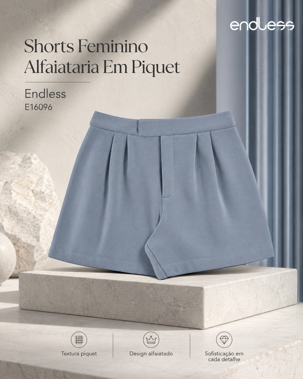Shorts Feminino Alfaiataria Em Piquet Endless Código: E16096