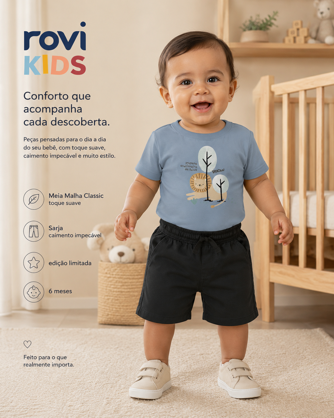 Conjunto Camiseta Com Bermuda Infantil Rovi Kids 3029470