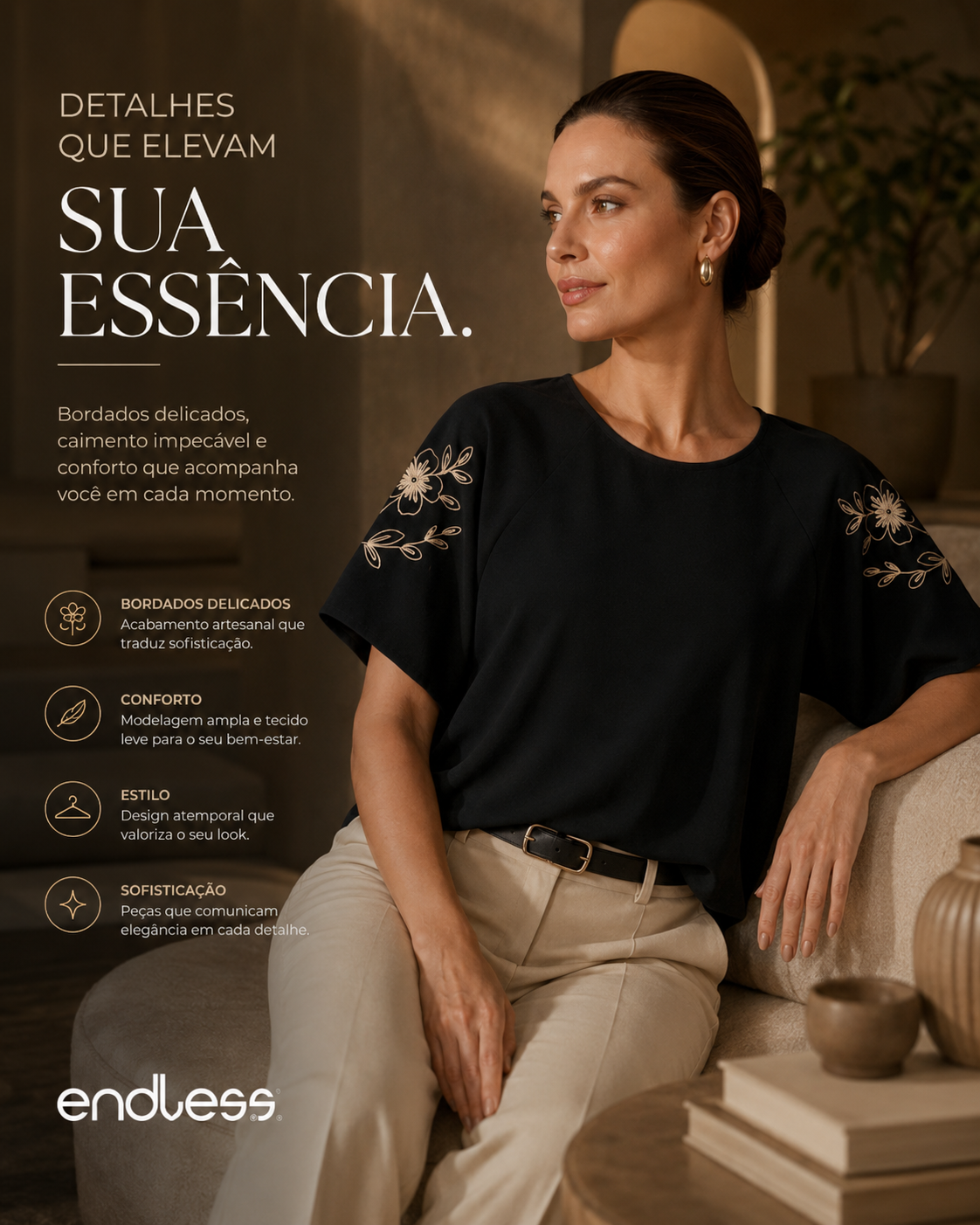 Blusa Feminina Com Bordado E Manga Raglan Endless E16063