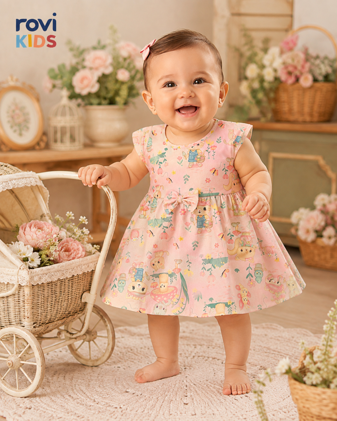 Vestido Infantil Estampado Malha Rovi Kids 6146250