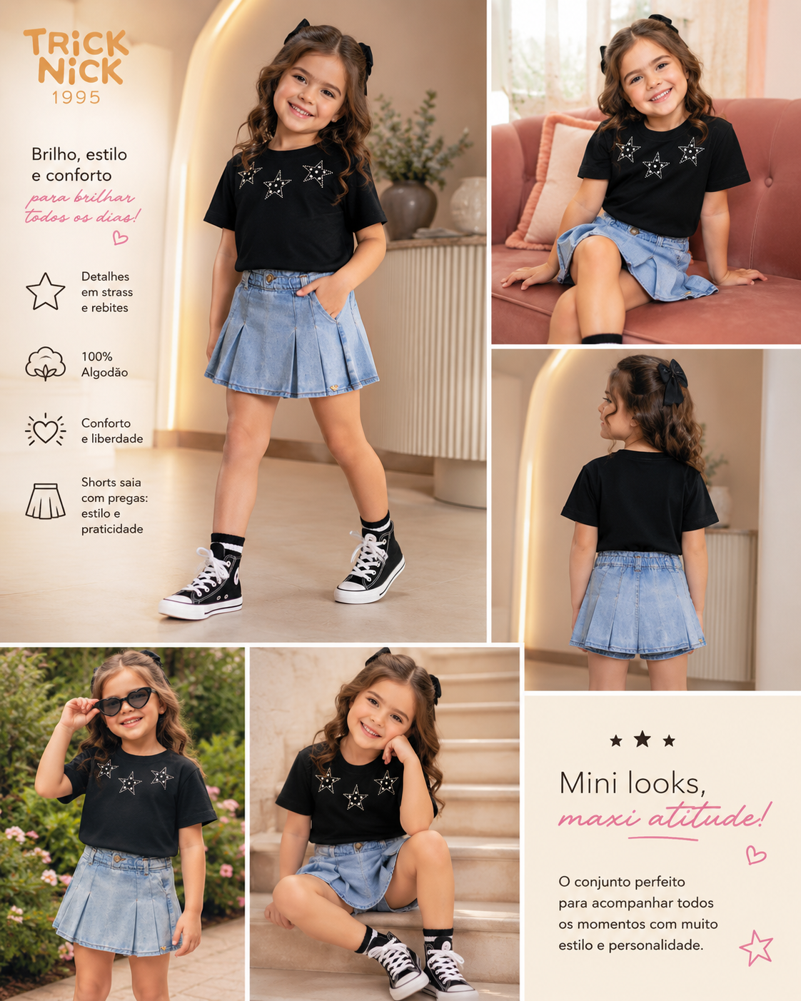 Conjunto Blusa Com Shorts Saia Jeans Trick Nick 1171003