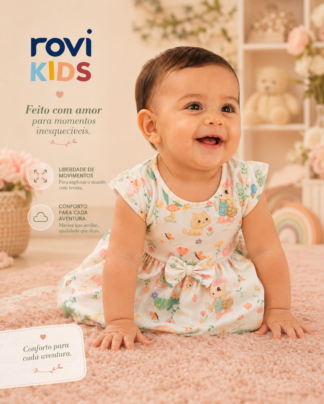 Vestido Infantil Estampado Malha Rovi Kids 6146250