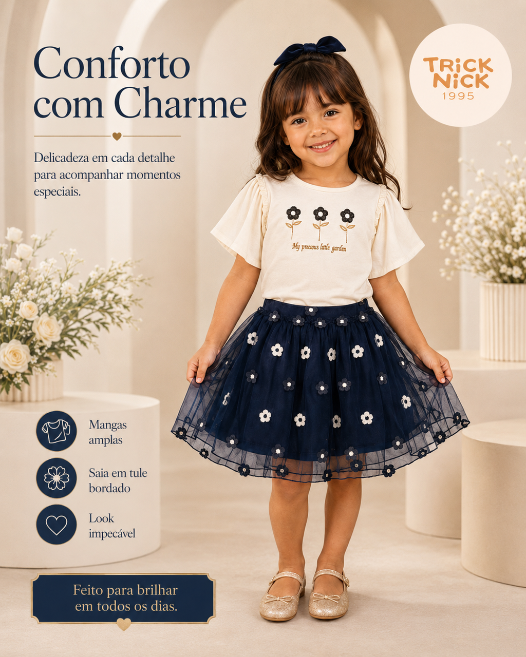 Conjunto Infantil Blusa Com Saia Trick Nick 1171422