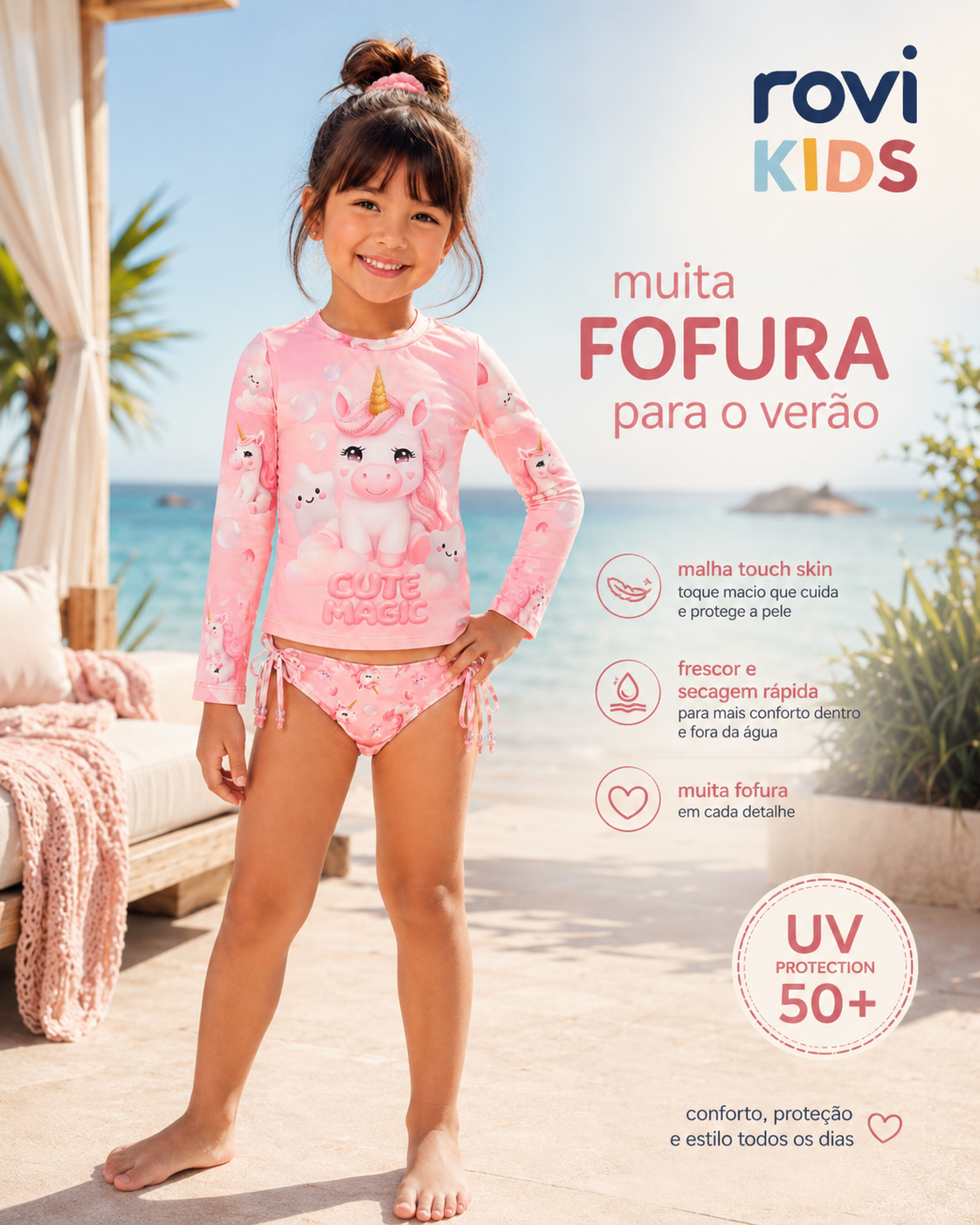 Conjunto Bíquini Infantil Proteção UV Rovi Kids 3146382