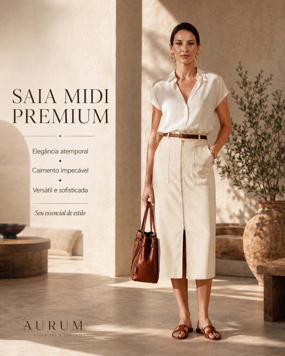 Saia midi lino