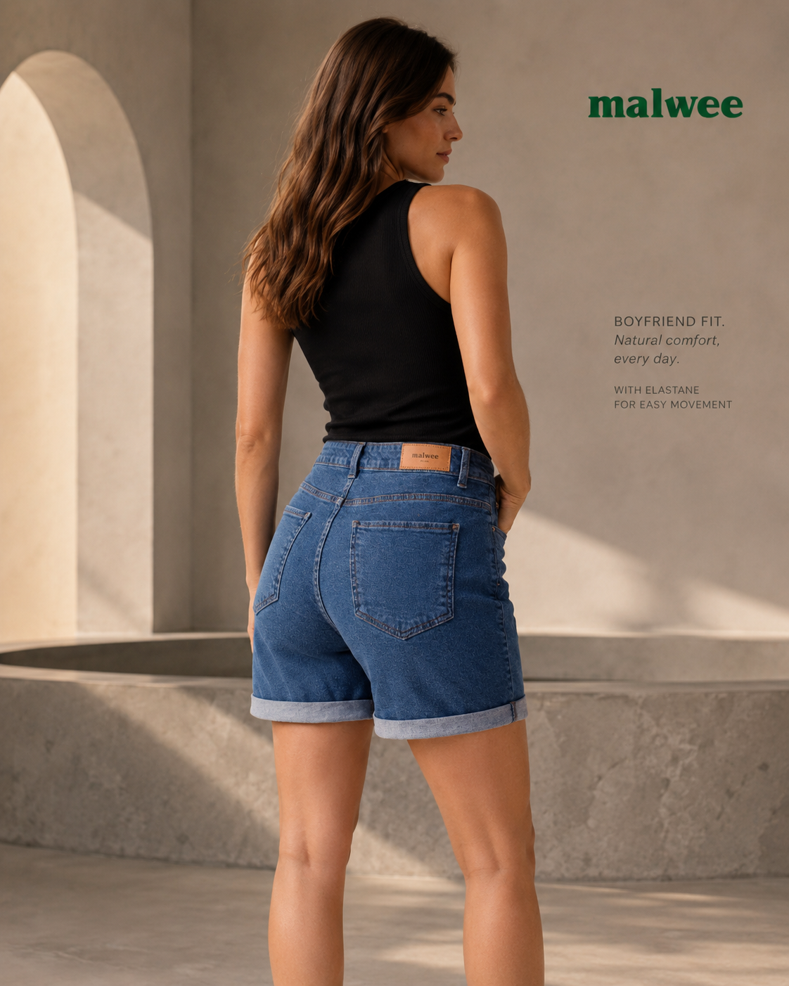 Bermuda Feminina Boyfriend Bolso Funcional Em Jeans Com Elastano 1000129452