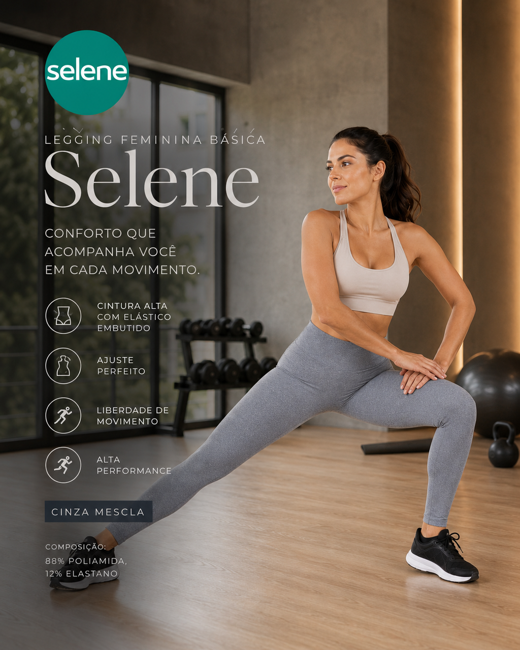 Legging Fitness Esportiva Básica Selene 20810