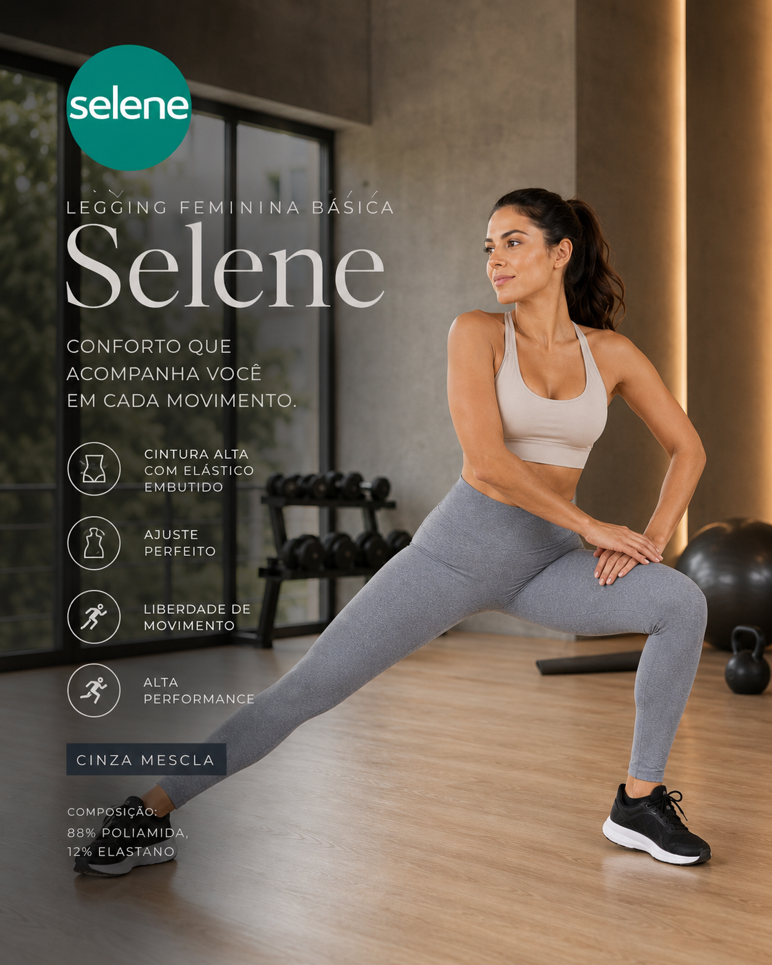 Legging Fitness Esportiva Básica Selene 20810