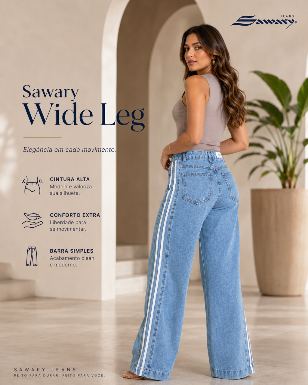 Jeans Sawary wide leg 283330.       (No Lycra)