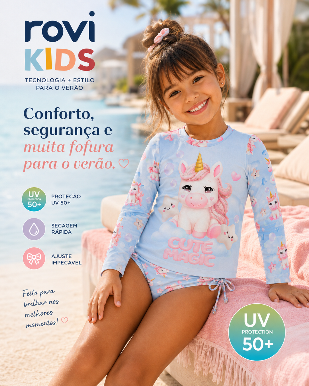 Conjunto Bíquini Infantil Proteção UV Rovi Kids 3146382