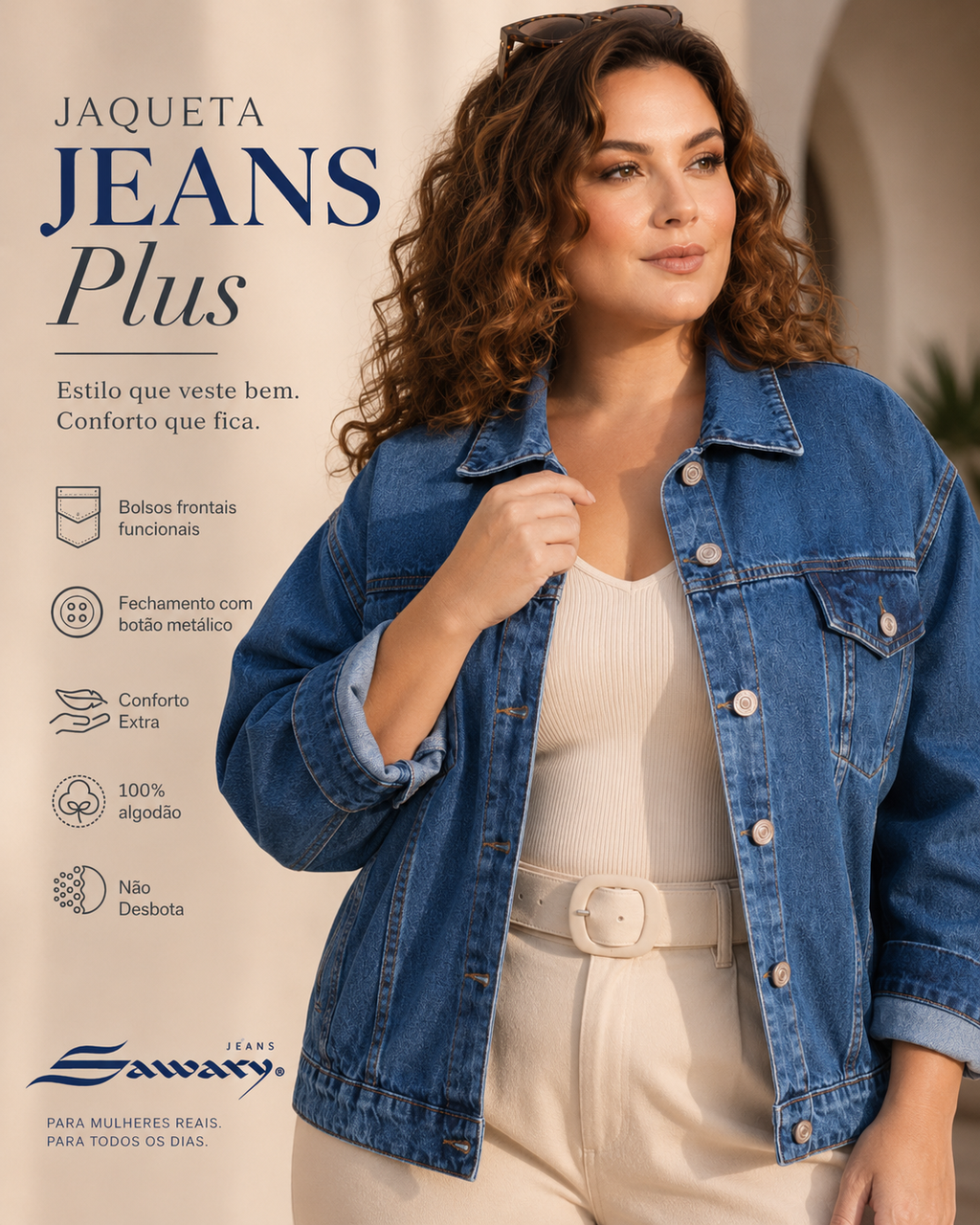 Jaqueta Jeans Sawary Plus Size - 282493 (No Lycra)