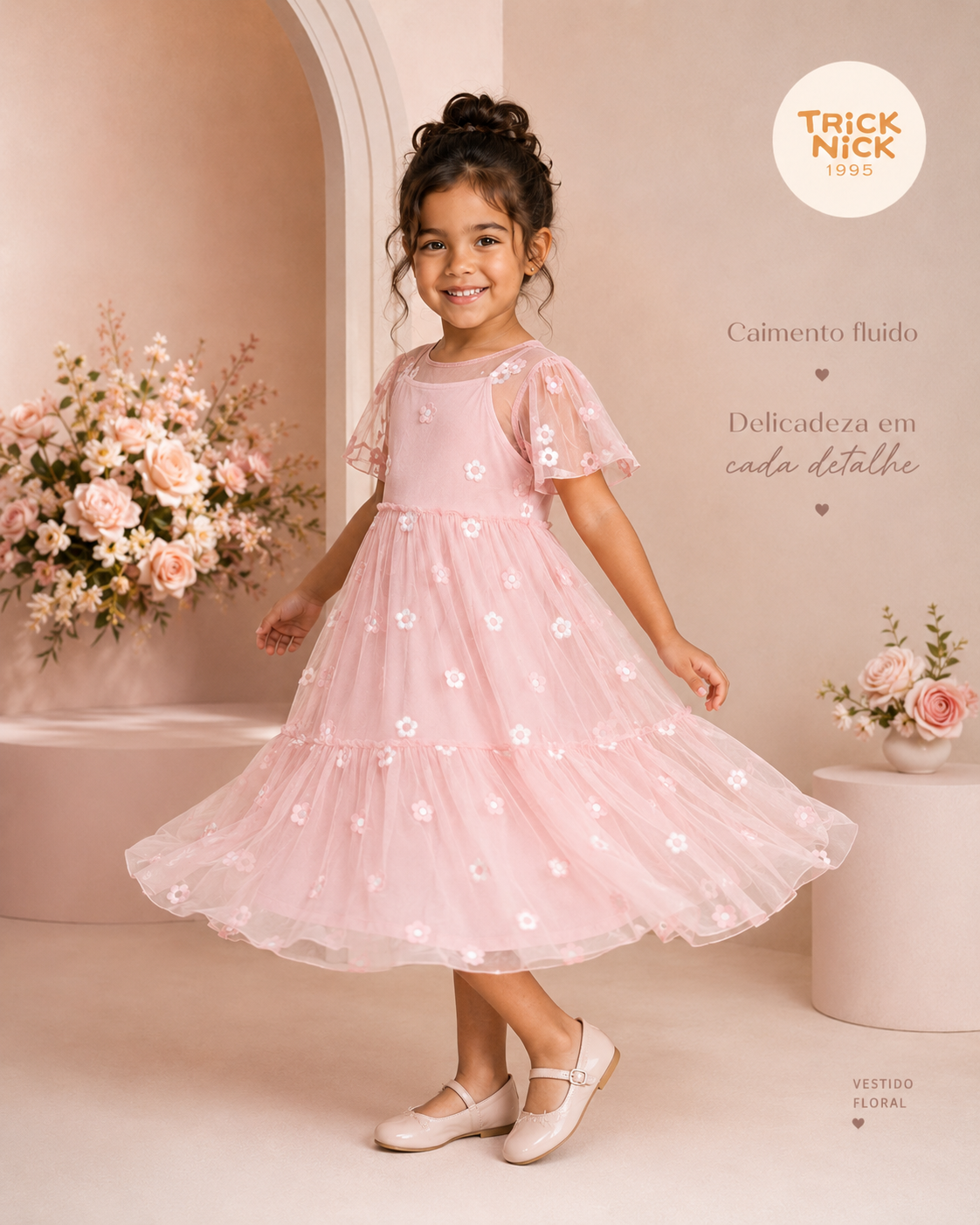 Vestido Infantil Com Sobreposição Trick Nick 1171412