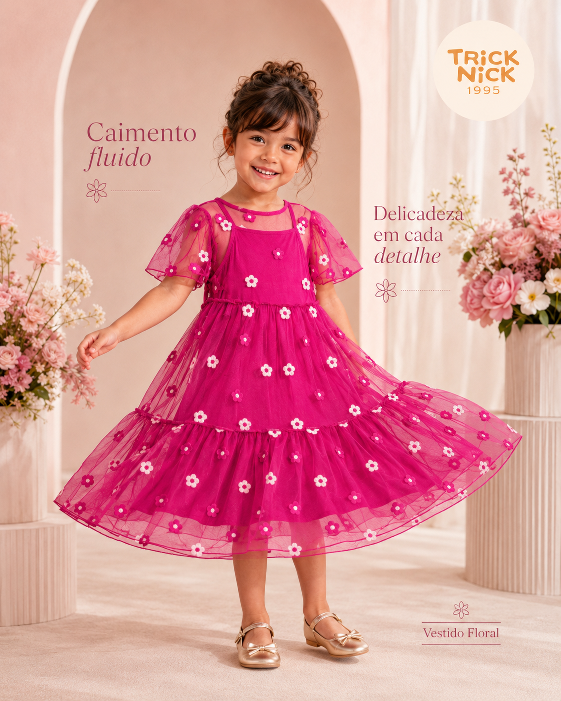Vestido Infantil Com Sobreposição Trick Nick 1171412