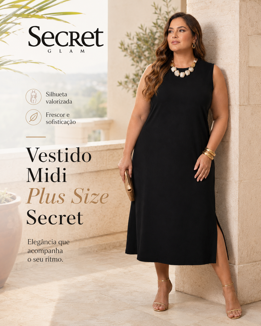 Vestido Feminino Midi Plus Size SB02165