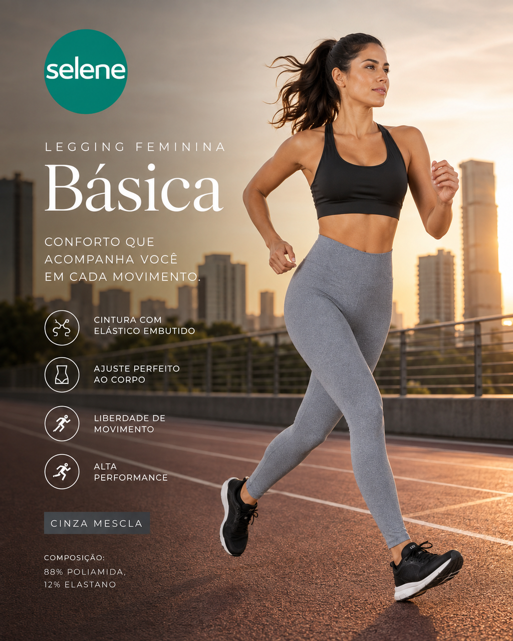 Legging Fitness Esportiva Básica Selene 20810