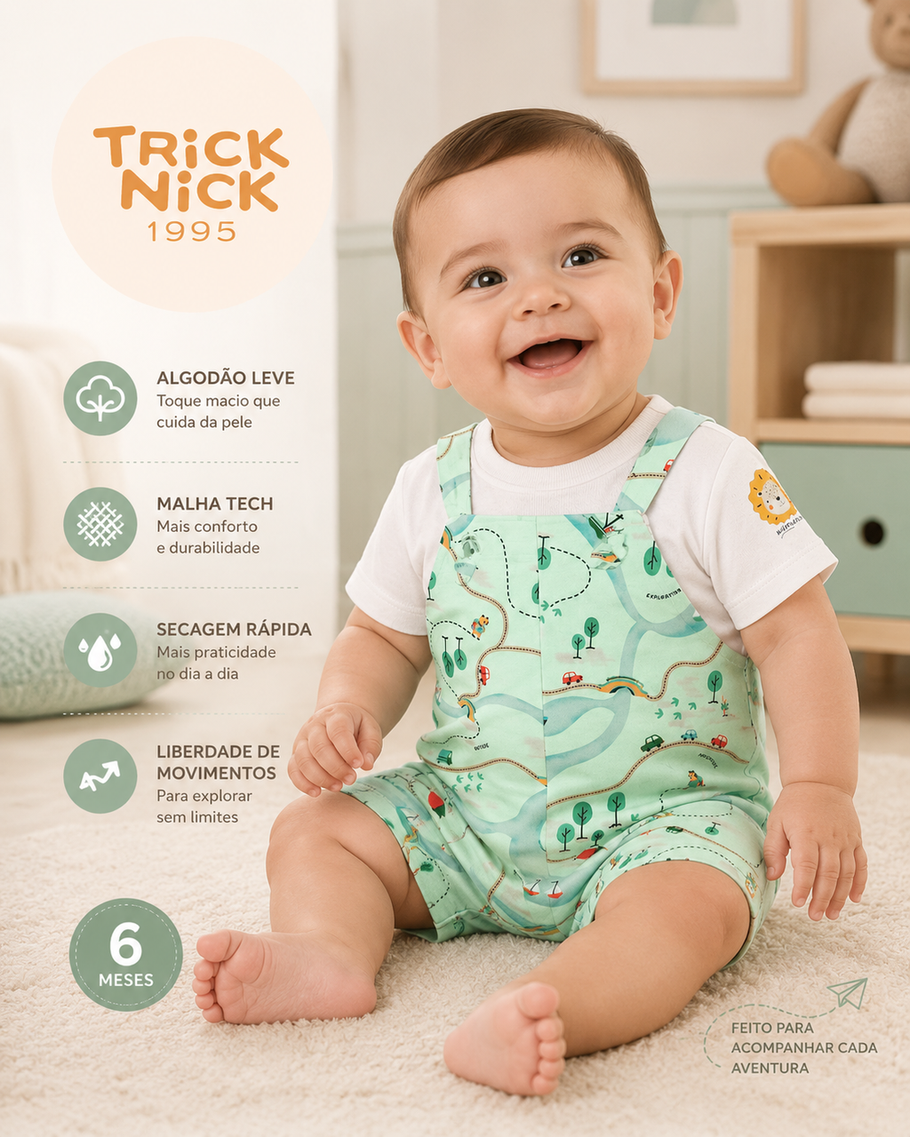 Conjunto Infantil Camiseta E Jardineira 3028760