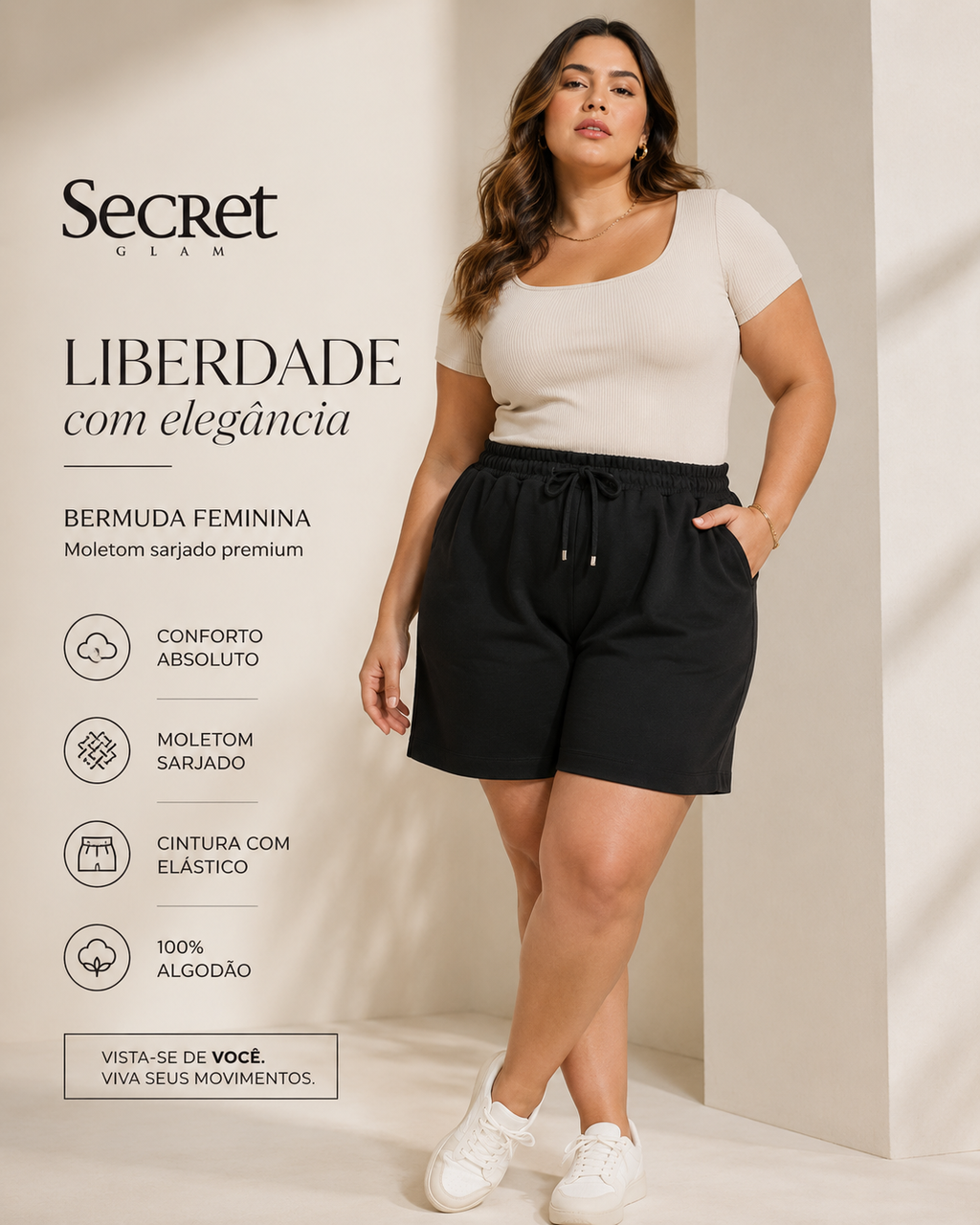Bermuda Feminina Moletom Sarjado Secret Glam S02117