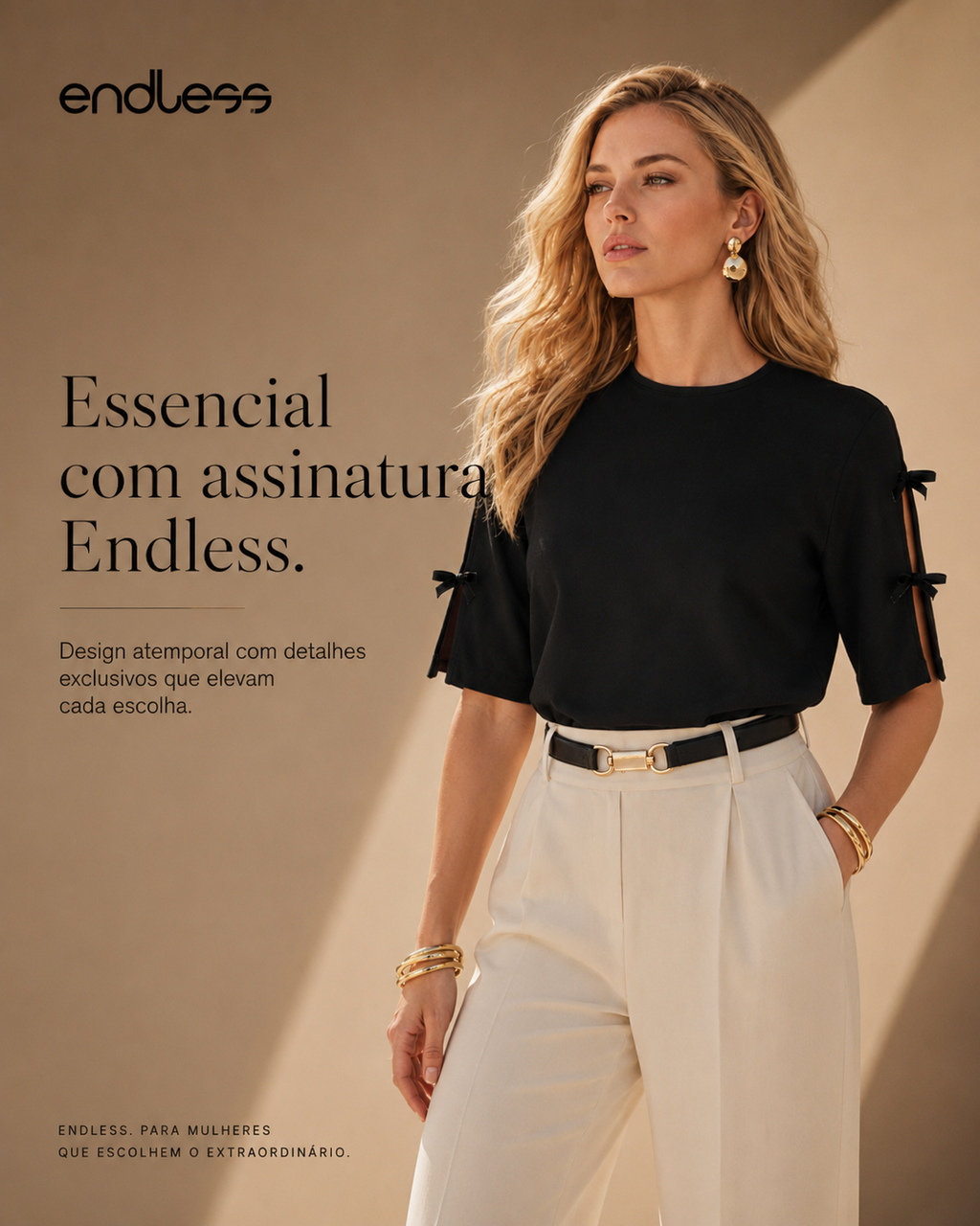 Blusa Feminina Em Riaban Com Detalhe Manga Endless E16120