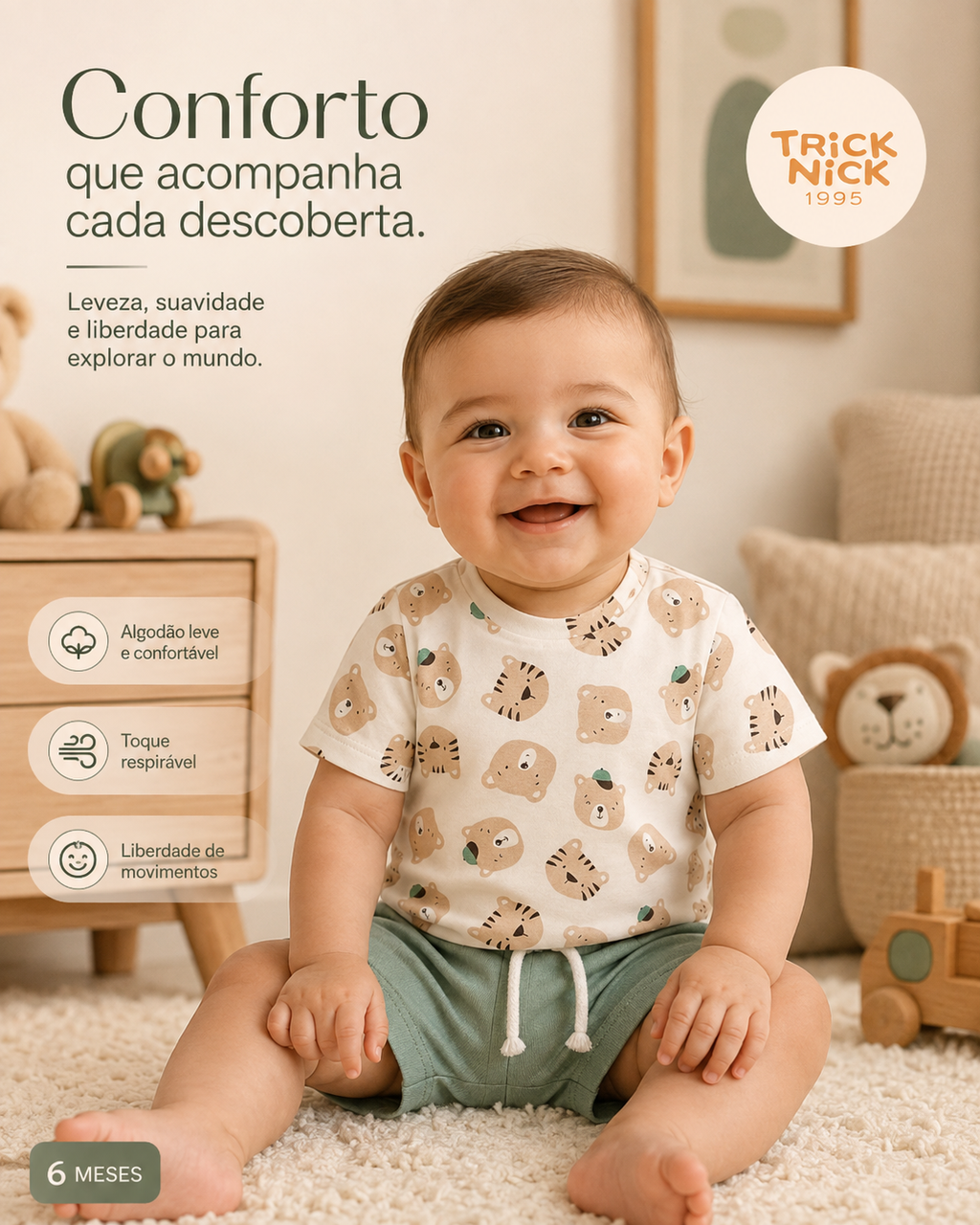 Conjunto Infantil Camiseta Com Bermuda Trick Nick 1027360