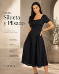 Vestido Midi em Tecido em Linho - Ref: H80457