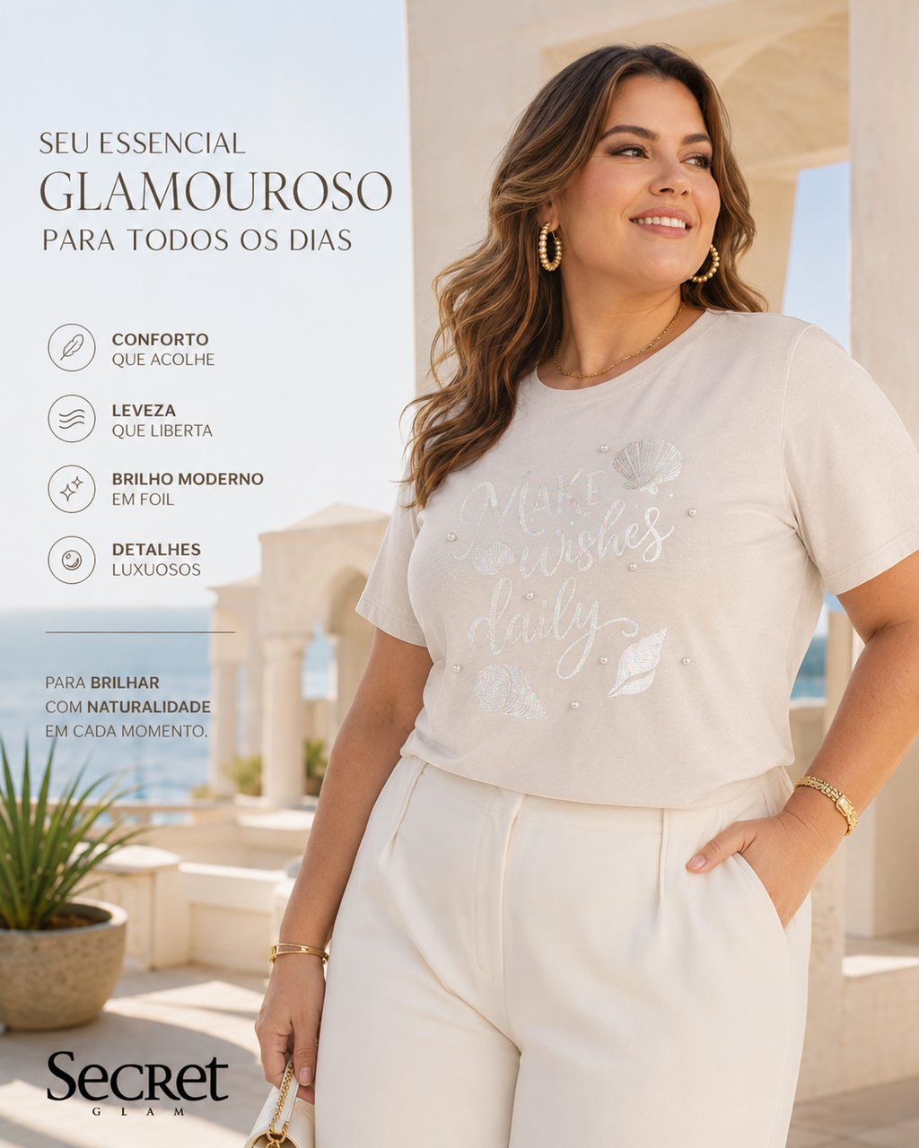 T- Shirt Feminina Com Estampa Secret Glam S02113